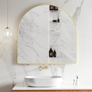 Arco Arch 1000mm x 1000mm Framed Mirror, Brushed Brass (Gold) Frame