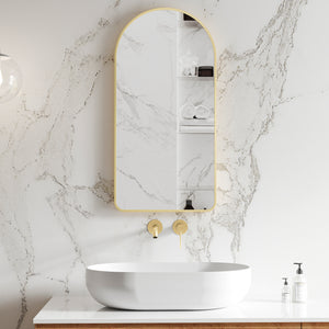 Arco Arch 400mm x 800mm Framed Mirror, Brushed Brass (Gold) Frame