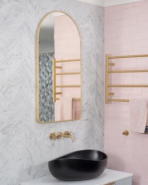 Arco Arch 550mm x 1000mm Framed Mirror, Brushed Brass (Gold) Frame