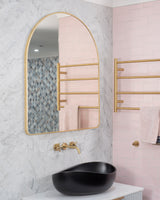 Arco Arch 850mm x 1000mm Framed Mirror, Brushed Brass (Gold) Frame