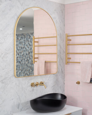 Arco Arch 850mm x 1000mm Framed Mirror, Brushed Brass (Gold) Frame