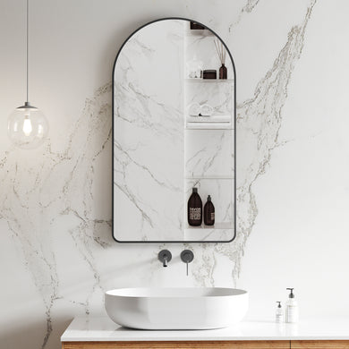 *Clearance* Arco Arch 550mm x 1000mm Mirror with Matte Black Frame