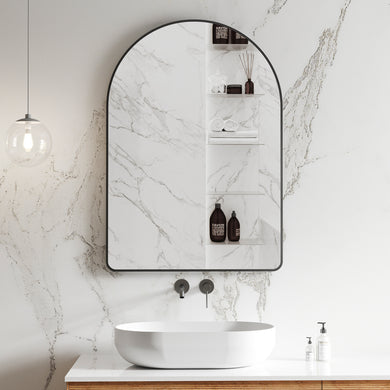*Clearance* Arco Arch 700mm x 1000mm Framed Mirror, Matte Black Frame