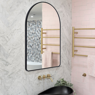 *Clearance* Arco Arch 700mm x 1000mm Framed Mirror, Matte Black Frame