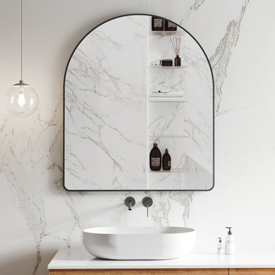 *Clearance* Arco Arch 850mm x 1000mm Mirror with Matte Black Frame