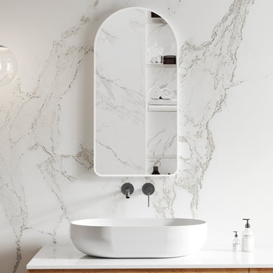 *Clearance* Arco Arch 400mm x 800mm Mirror with Matte White Frame