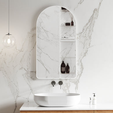 *Clearance* Arco Arch 550mm x 1000mm Mirror with Matte White Frame