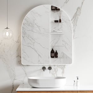 Arco Arch 850mm x 1000mm Framed Mirror with Matte White Frame *Clearance Stock*