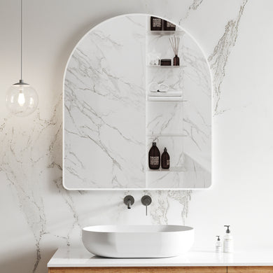 *Clearance* Arco Arch 850mm x 1000mm Mirror with Matte White Frame