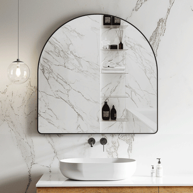 *Clearance* Arco Arch 700mm x 1000mm Framed Mirror, Matte Black Frame