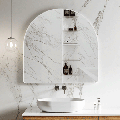 Arco Arch 700mm x 1000mm Framed Mirror with Matte White Frame *Clearance Stock*