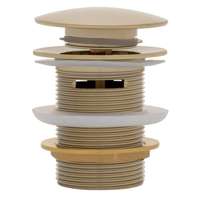 Dome Pop Short Bath Waste 40mm with Overflow and Pull-Out Basket, Brushed Brass (Gold)