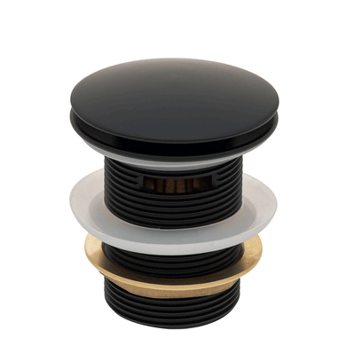 Dome Pop Short Bath Waste 40mm with Overflow and Pull-Out Basket, Matte Black