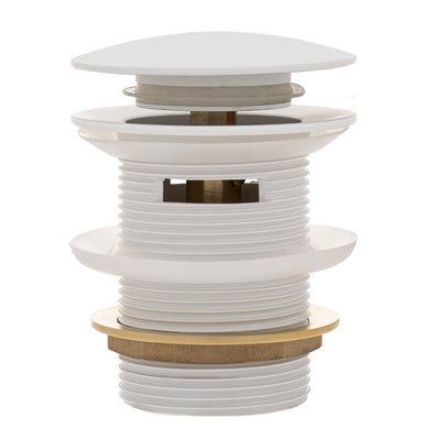 Dome Pop Short Bath Waste 40mm with Overflow and Pull-Out Basket, Matte White