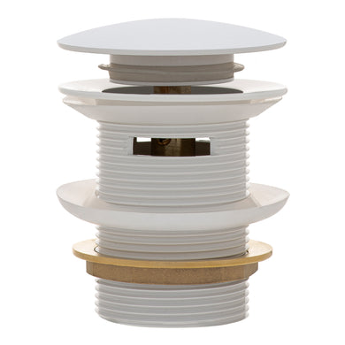Dome Pop Short Bath Waste 40mm with Overflow and Pull-Out Basket, Gloss White