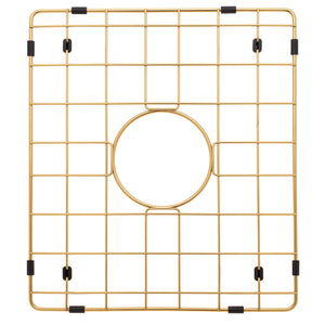 Retto II Stainless Steel Sink Grid 350 x 400mm with Centre Waste Hole, Brushed Brass Gold