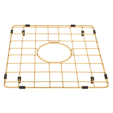 Retto II Stainless Steel Sink Grid 350 x 400mm with Centre Waste Hole, Brushed Brass Gold