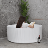 Sunshine Groove 1500mm Fluted Round Freestanding Bath, Matte White
