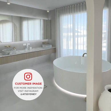 Sunshine Groove 1500mm Fluted Round Freestanding Bath, Gloss White