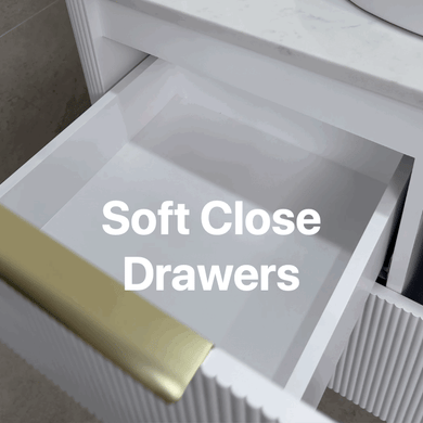 *Clearance* Tura Groove Ensuite 600mm Curved Wall Hung Vanity Cabinet, Matte White