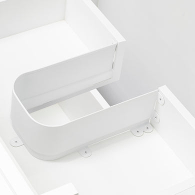 U Shaped Insert Aluminum Under Sink Vanity Drawer Cut Out for Plumbing, Matte White