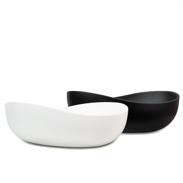 Wave Oval 600mm Artificial Stone Above-Counter Basin, Matte Black and White