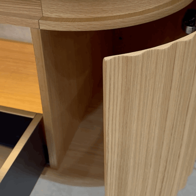 *Clearance* Apri Oval 1500mm Fluted Vanity Cabinet with Single Bowl Artificial Stone Top, Light Oak