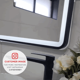 Retti Rectangular 1500mm x 900mm Frontlit LED Framed Mirror with Demister, Matte Black Frame