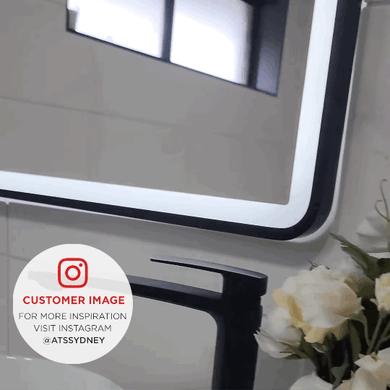 *Clearance* Retti Rectangular 1500mm x 900mm Frontlit LED Framed Mirror with Demister, Matte White Frame