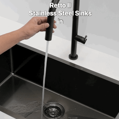 Retto II 975mm x 450mm x 230mm Stainless Steel Double Sink, Brushed Gunmetal Black