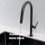 Profile Elegant Gooseneck Kitchen Sink Mixer with Pull-Out, Chromium Matte Black