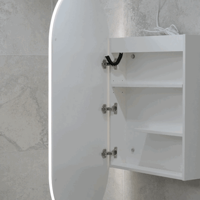*Clearance* Pill Oval 400mm x 900mm Frontlit LED Mirrored Shaving Cabinet, Matte White