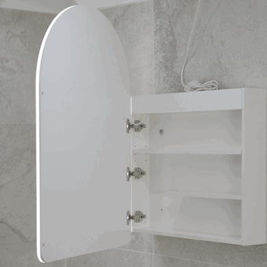 *Clearance* Arco Arch 400mm x 800mm Frontlit LED Mirrored Shaving Cabinet, Matte White
