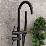 Profile III Floor Mounted Bath Filler with Mixer and Hand Shower, PVD Brushed Gunmetal