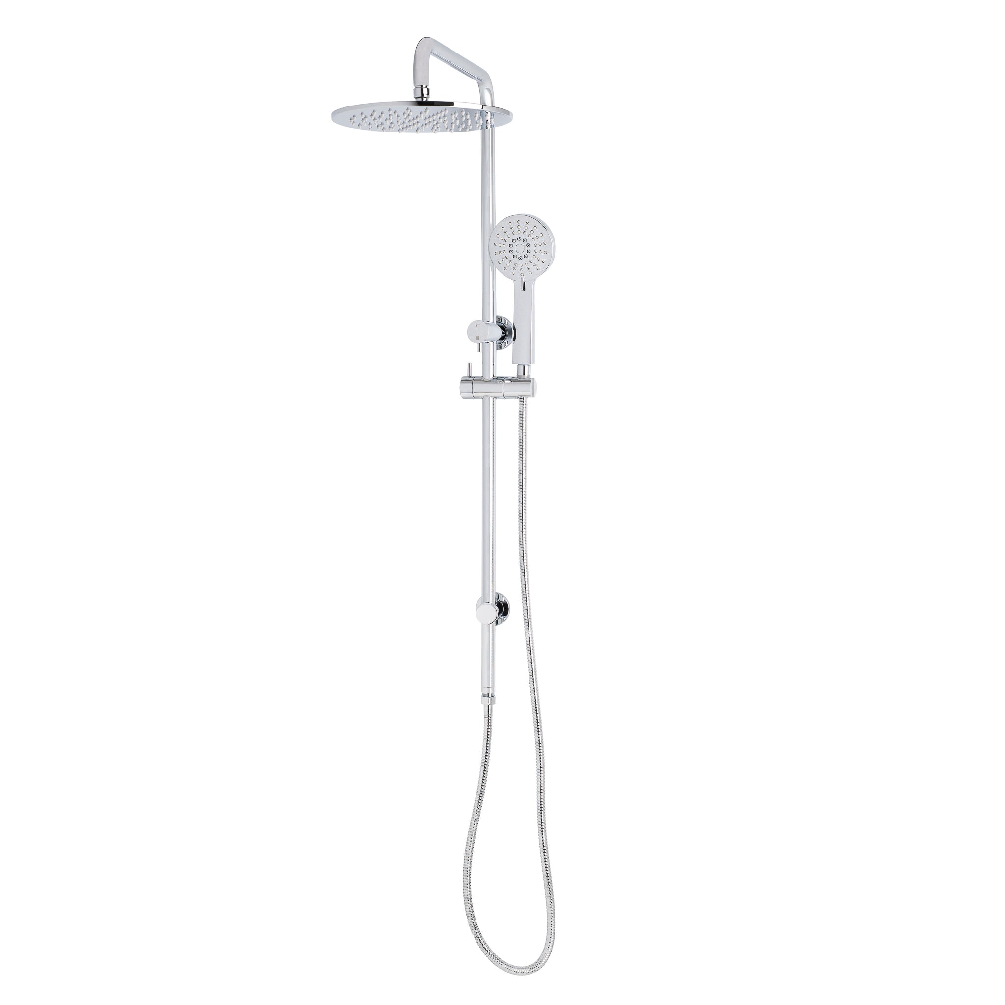 Profile Round Twin Shower System with Adjustable Rail and 250mm Head, Polished Chrome