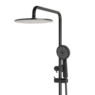 Profile Round Twin Shower System with Adjustable Rail and 250mm Head, Matte Black