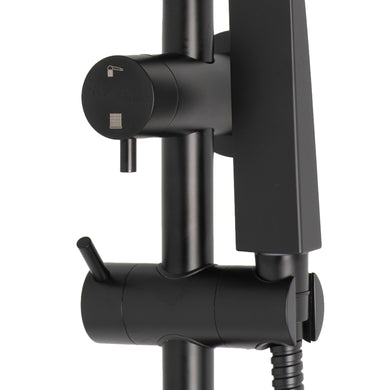 Profile Round Twin Shower System with Adjustable Rail and 250mm Head, Matte Black