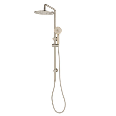 Profile Round Twin Shower System with Adjustable Rail and 250mm Head, Brushed Nickel