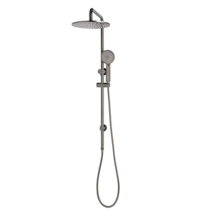Profile Round Twin Shower System with Adjustable Rail and 250mm Head, Brushed Gunmetal