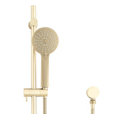 Profile Round 3-Function Hand Shower on Rail, Brushed Brass