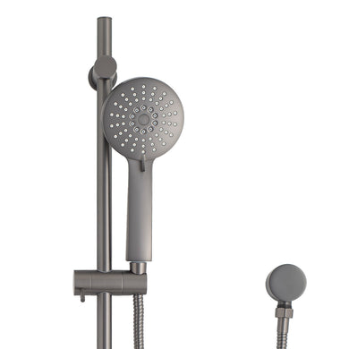 Profile Round 3-Function Hand Shower on Rail, Brushed Gunmetal