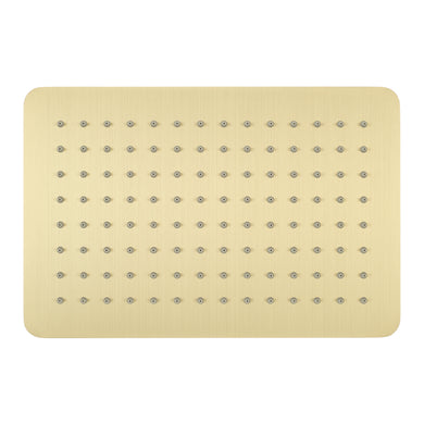Rectangular 300mm x 200mm x 7mm Stainless Steel Rain Shower Head, Brushed Brass (Gold)