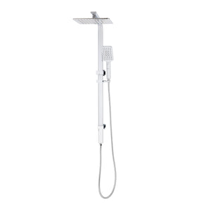 Retto Square Twin Shower System with Adjustable Rail and 250mm Head, Polished Chrome