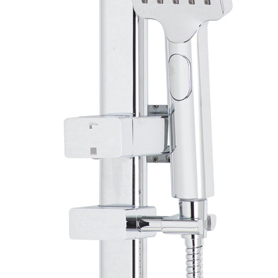 Retto Square Twin Shower System with Adjustable Rail and 250mm Head, Polished Chrome