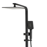 Retto Square Twin Shower System with Adjustable Rail and 250mm Head, Matte Black