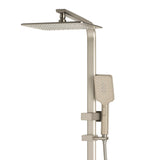 Retto Square Twin Shower System with Adjustable Rail and 250mm Head, Brushed Nickel