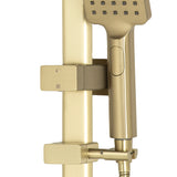 Retto Square Twin Shower System with Adjustable Rail and 250mm Head, Brushed Brass