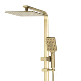 Retto Square Twin Shower System with Adjustable Rail and 250mm Head, Brushed Brass