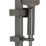 Retto Square Twin Shower System with Adjustable Rail and 250mm Head, Brushed Gunmetal