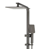 Retto Square Twin Shower System with Adjustable Rail and 250mm Head, Brushed Gunmetal